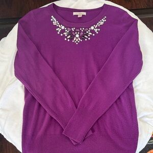 Roz & Ali Amethyst Embellished Sweater